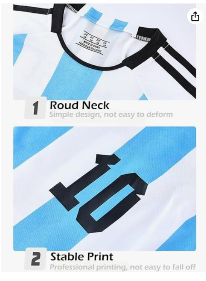 طقم قميص كرة القدم للأطفال، قميص ميسي رقم 10، مقاسات الأطفال والشباب 28 ياردة - Image 4